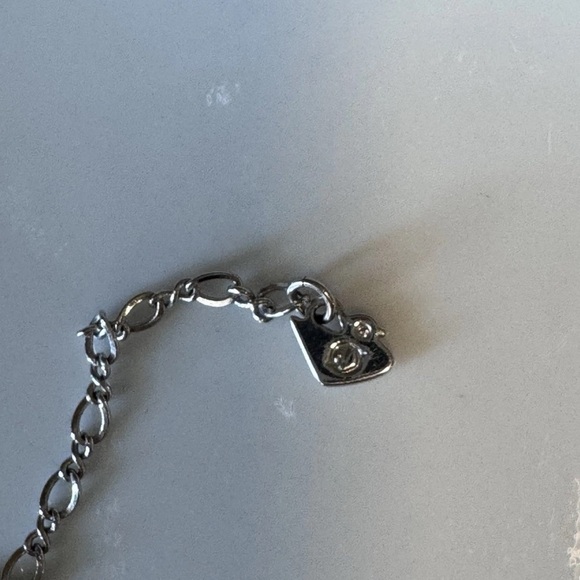 Swarovski Crystal Puffy Heart Necklace Silver Tone Rhodium Swan Logo Beautiful - Picture 5 of 5